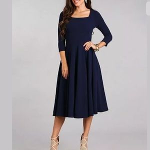 Karen-T Design Navy Three-Quarter Sleeve A-Line